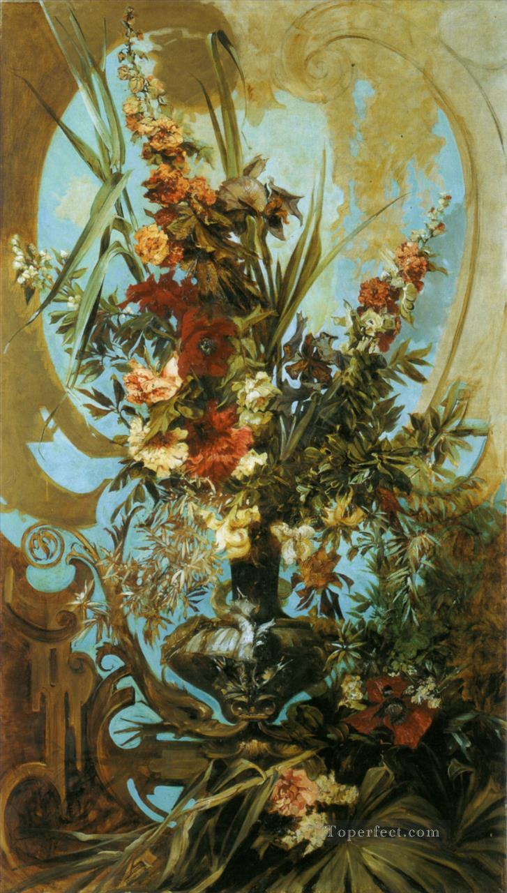 grosses blumenstuck flower Hans Makart Oil Paintings